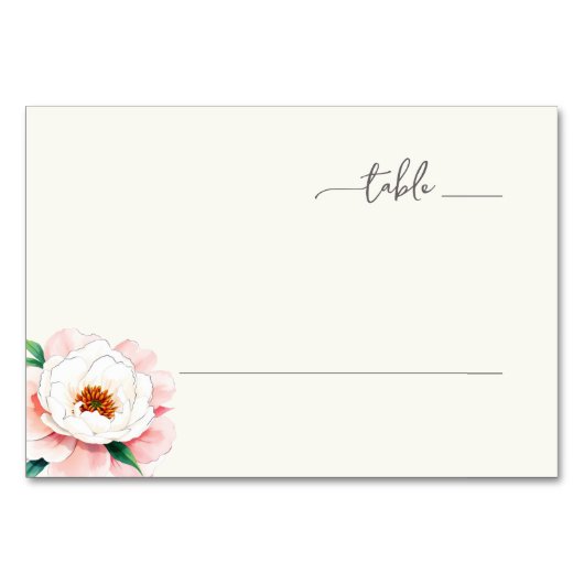 Serene Pink Watercolor Peony Kaart (Voorkant)