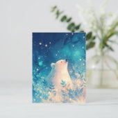 Serene Polar Bear in Ethereal Blue Garden Briefkaart (Staand voorkant)