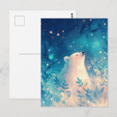 Serene Polar Bear in Ethereal Blue Garden Briefkaart (Voorkant / Achterkant)