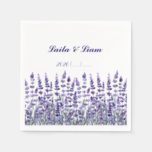 Serene Provence Lavendel Bloemige Bruiloft Servet (Voorkant)