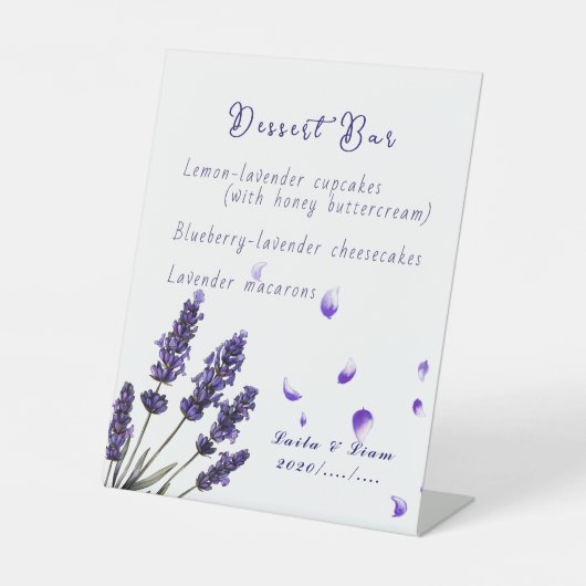 Serene Provence Lavender Floral Wedding Reclamebord Met Voetstuk (Voorkant)
