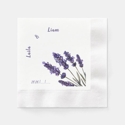 Serene Provence Lavender Floral Wedding Servet (Voorkant)