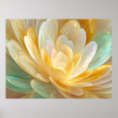 Serene Radiance of Golden and Aqua Petal Layers Poster (Voorkant)