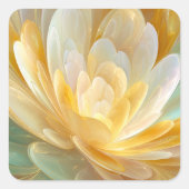 Serene Radiance of Golden and Aqua Petal Layers Vierkante Sticker (Voorkant)