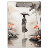  Serene Rainy Path Art with Floral Accents Klembord (Voorkant)