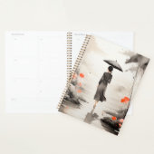 Serene Regenpad Kunst Planner met Bloemaccenten (Display)