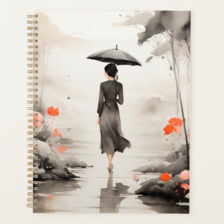 Serene Regenpad Kunst Planner met Bloemaccenten