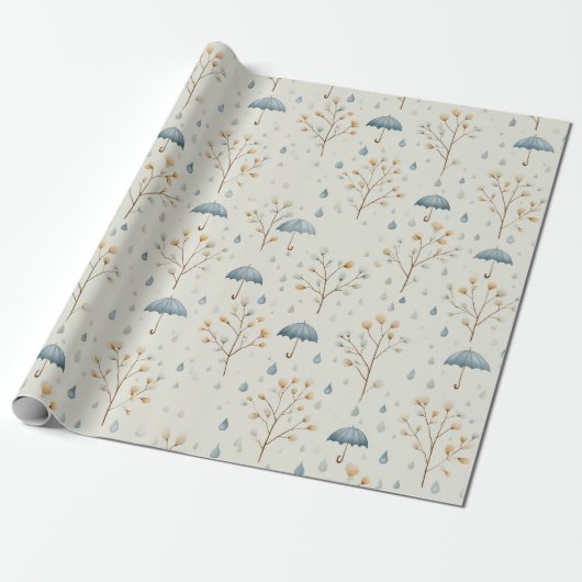 Serene Regentuin Bloemmotief (10) Cadeaupapier (Uitgerold)
