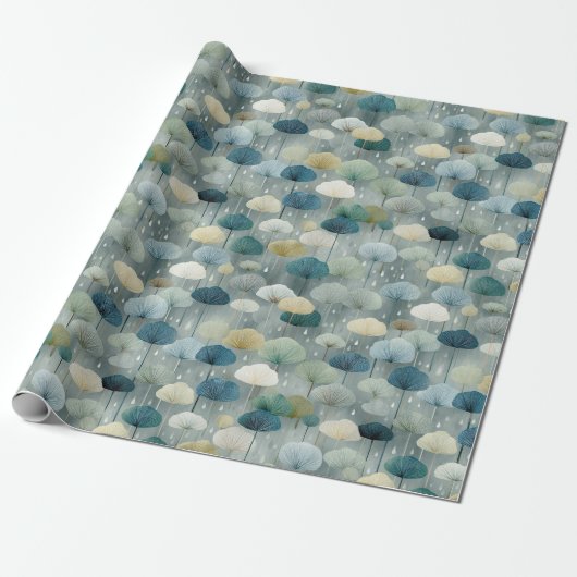 Serene Regentuin Bloemmotief (1) Cadeaupapier (Uitgerold)