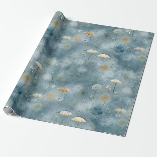 Serene Regentuin Bloemmotief (6) Cadeaupapier (Uitgerold)
