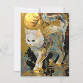 Serene Rinpa Cat | Japanse Gouden Zen Briefkaart