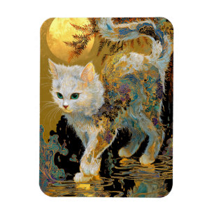 Serene Rinpa Kat Japanse Gouden Zen Magneet