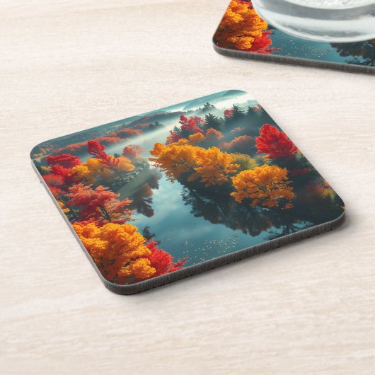 Serene River Shore Reflection Nature Art  Bier Onderzetter (Linkerzijde)