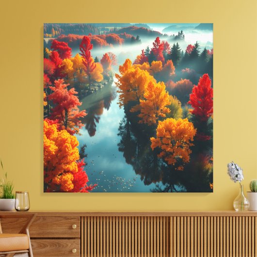 Serene River Shore Reflection Nature Art Canvas Afdruk (Insitu (Woonkamer))