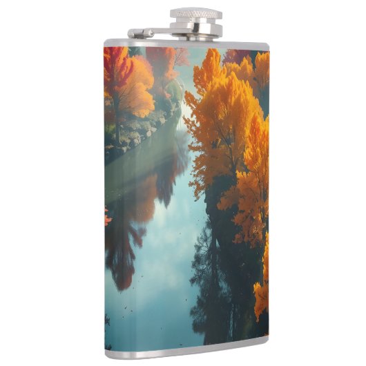 Serene River Shore Reflection Nature Art  Heupfles (Rechts)