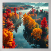 Serene River Shore Reflection Nature Art Poster (Voorkant)