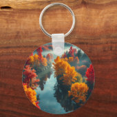 Serene River Shore Reflection Nature Art Sleutelhanger (Achterkant)