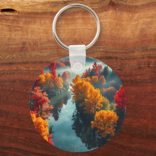 Serene River Shore Reflection Nature Art Sleutelhanger (Achterkant)