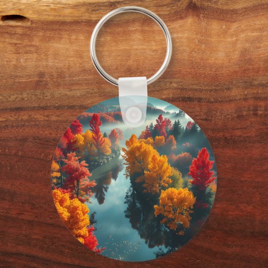 Serene River Shore Reflection Nature Art Sleutelhanger (Voorkant)