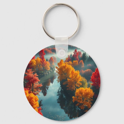 Serene River Shore Reflection Nature Art Sleutelhanger (Achterkant)