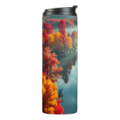 Serene River Shore Reflection Nature Art Thermosbeker (Gedraaid links)