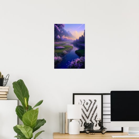 Serene River's levendige Serenade Poster (Thuiskantoor)