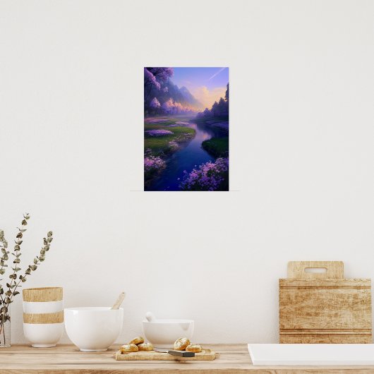Serene River's levendige Serenade Poster (Keuken)