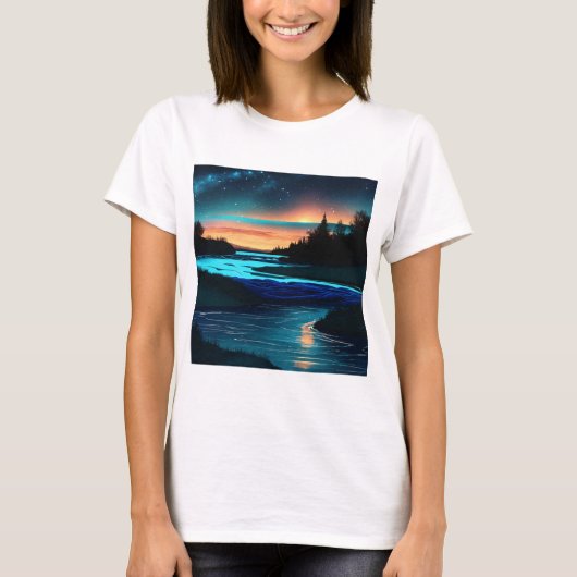 Serene Riverscape Minimalist T-shirt (Voorkant)
