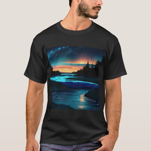 Serene Riverscape Minimalist T-shirt (Voorkant)