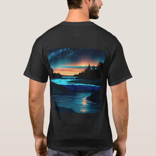 Serene Riverscape Minimalist T-shirt (Achterkant)