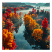Serene Rivieroever Reflectie Natuur Kunst Perfect Poster (Voorkant)