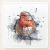 Serene Robin Glazen Onderzetter (Voorkant)