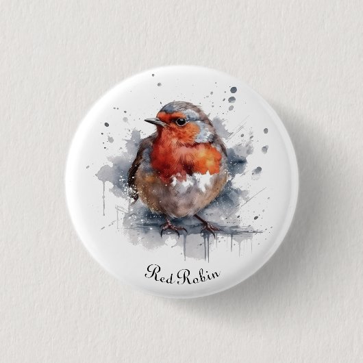 Serene Robin, op maat Ronde Button 3,2 Cm (Voorkant)