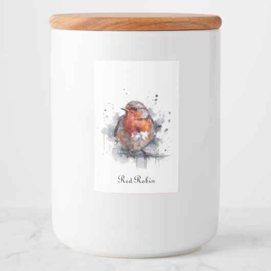 Serene Robin, op maat Voedselcontainer Etiket (Voorkant)