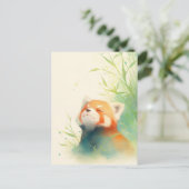 Serene Rode Panda in Zonnig Bamboebos Briefkaart (Staand voorkant)