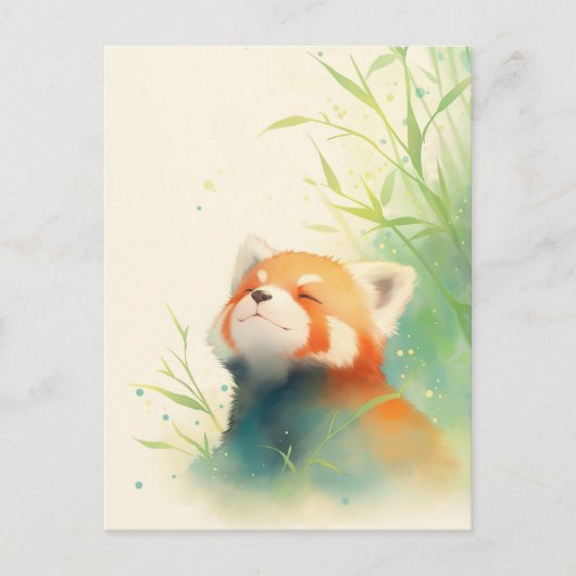 Serene Rode Panda in Zonnig Bamboebos Briefkaart (Voorkant)