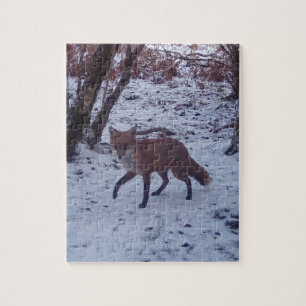 Serene Rode Vos In Sneeuw Sneeuwval Magie Boslands Legpuzzel