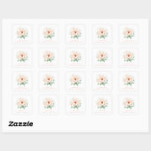 Serene Roze Bloemige Dankbaarheid Vierkante Sticker (Vel)