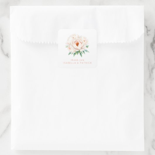 Serene Roze Bloemige Dankbaarheid Vierkante Sticker (Tas)