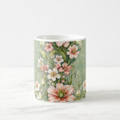 Serene roze en witte bloemen op salie koffiemok (Center)
