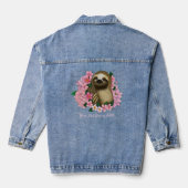 Serene Roze Lichtvoetige Luiaard Bloem Denim Jacket (Achterkant)