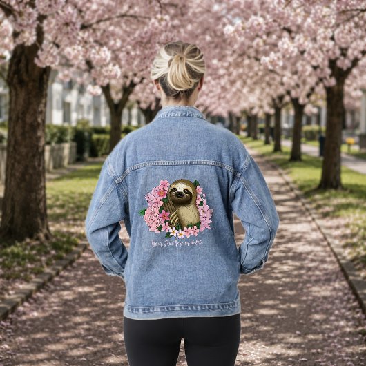Serene Roze Lichtvoetige Luiaard Bloem Denim Jacket