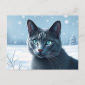 Serene Russische blauwe kat in een rustige besneeu Briefkaart (Voorkant)