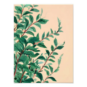 Serene rust: een botanische Waterverf Foto Afdruk