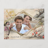 Serene rust Ikebana Japans thema Aankondigingskaart (Voorkant)