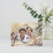 Serene rust Ikebana Japans thema Aankondigingskaart (Staand voorkant)