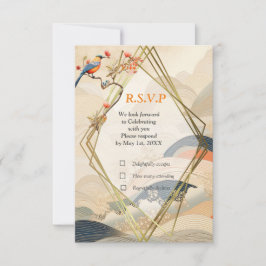 Serene rust Ikebana Japans thema RSVP Kaartje