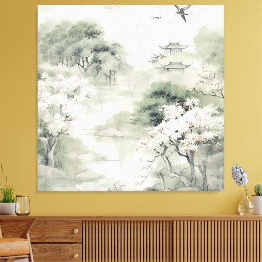 Serene rust Japans thema Canvas Afdruk (Insitu (Woonkamer))