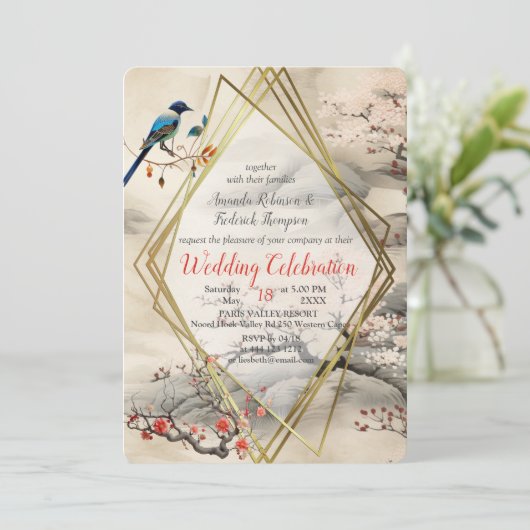 Serene rust Japans thema Kaart (Staand voorkant)