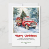 Serene Rustic Red Truck Winter Scene Greeting Card Feestdagenkaart (Voorkant)
